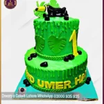 1st Birthday Green Jungle Theme Cake in Lahore
