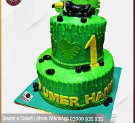 1st Birthday Green Jungle Theme Cake in Lahore