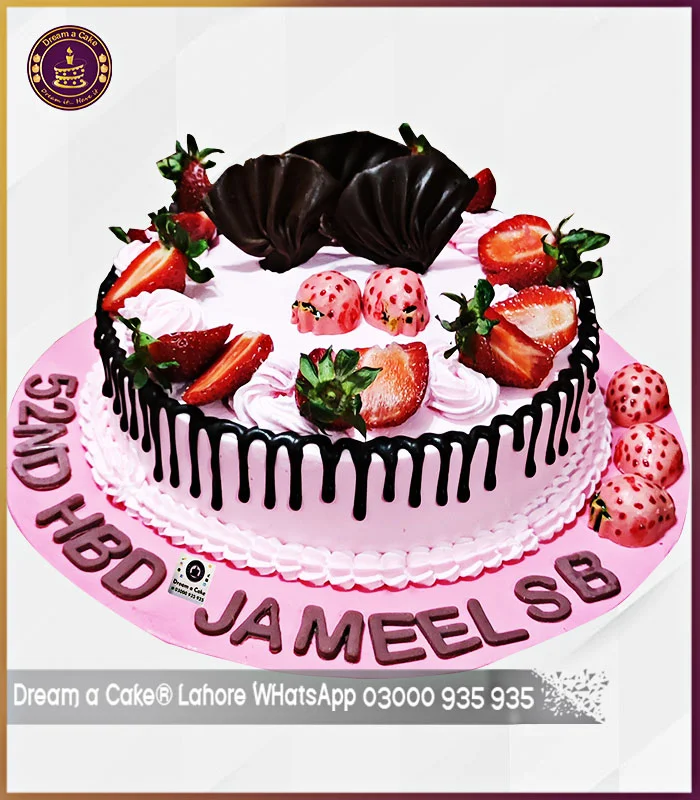 Beautifully Decorated Chocolate Strawberry Cake in Lahore