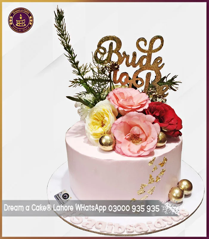 Bride to Be Theme Fresh Flower Cake in Lahore