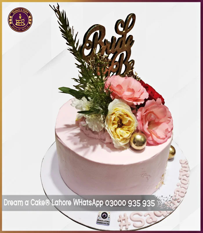 Bride to Be Theme Fresh Flower Cake in Lahore