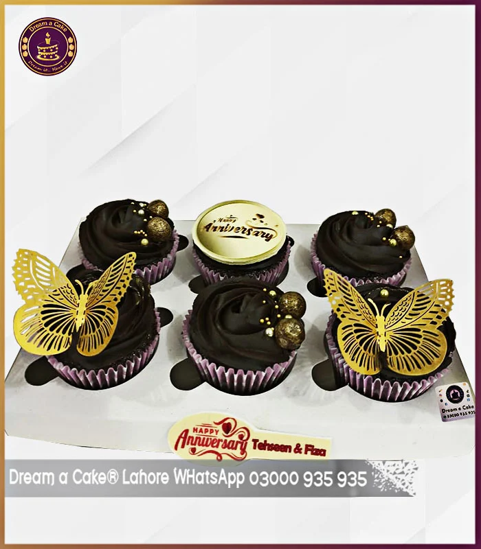 Butterflies Decorated Cupcakes for Anniversary in Lahore