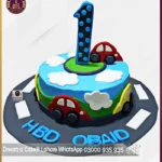 Cloudy Cars Cake for 1st Birthday in Lahore