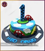 Cloudy Cars Cake for 1st Birthday in Lahore