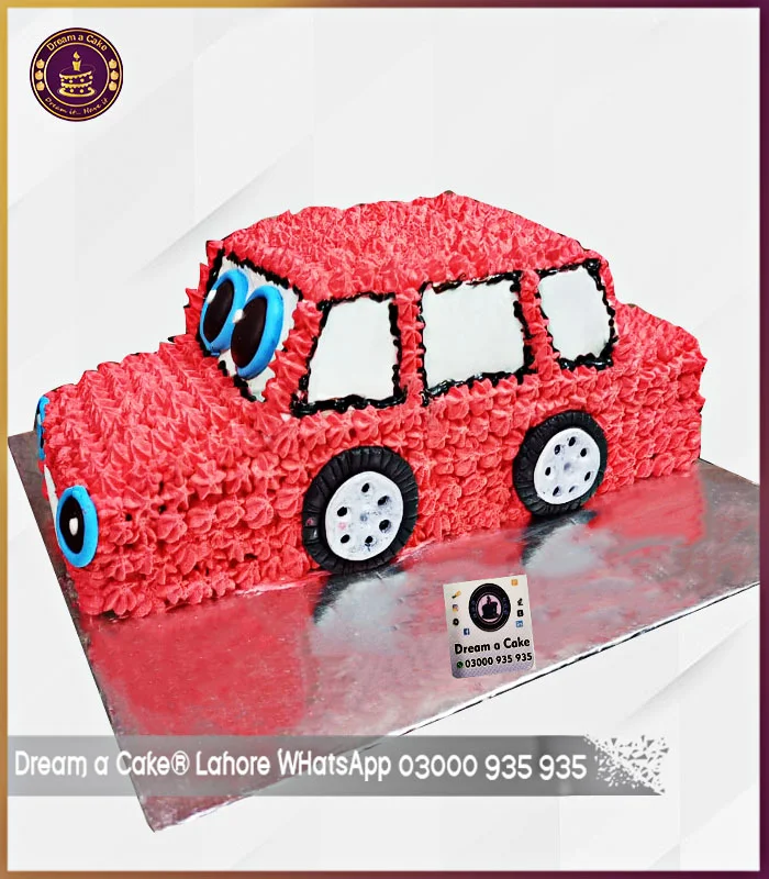 Cream Made Red Car Cake in Lahore