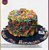 Flowery Rainbow Cream Cake in Lahore