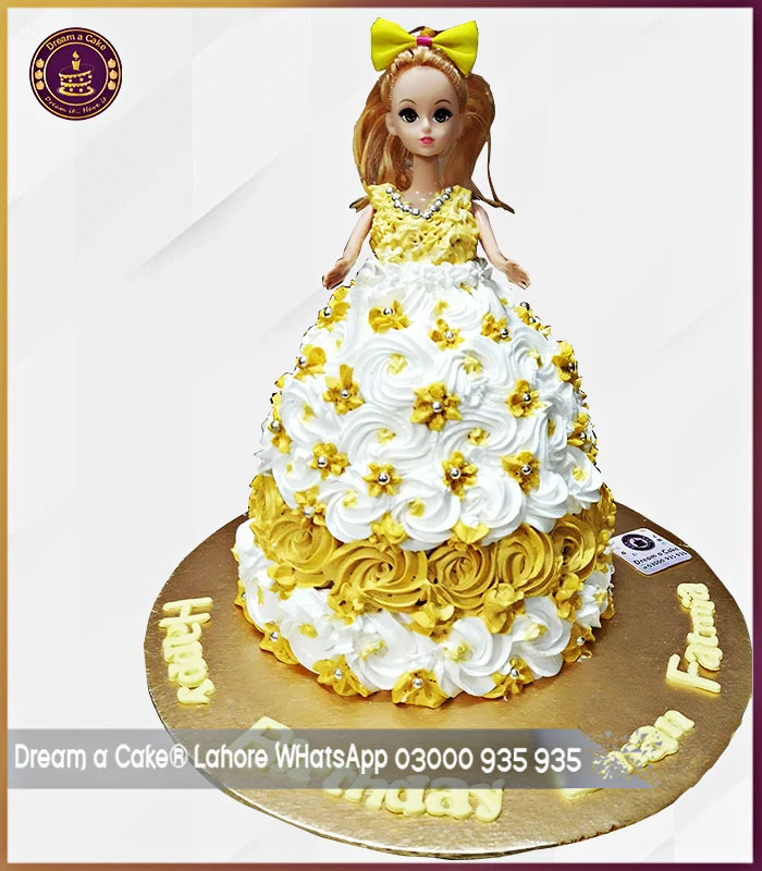 Glamorous Yellow Barbie Doll Cake in Lahore