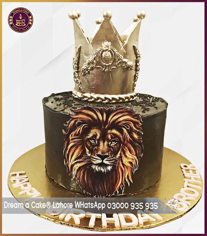 Lion Crown Cake for Brother's Birthday in Lahore