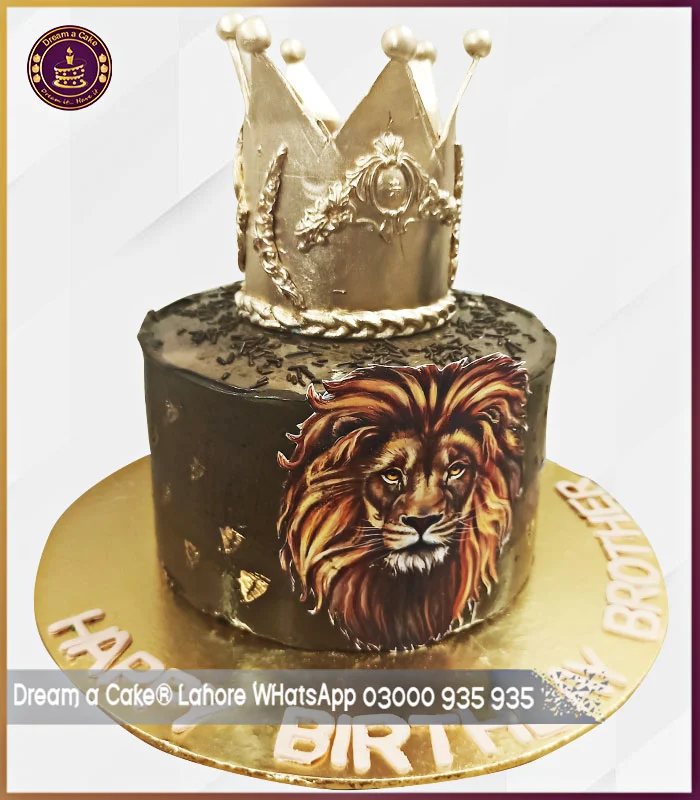 Lion Crown Cake for Brother's Birthday in Lahore