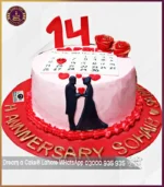 Lovey-Dovey Anniversary Calendar Cake in Lahore