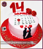 Lovey-Dovey Anniversary Calendar Cake in Lahore