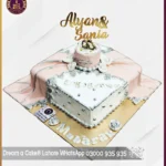 Peach Engagement Cake in Lahore