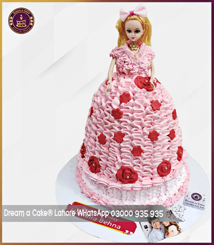 Pretty Pink Doll Cake for Sister’s Birthday in Lahore