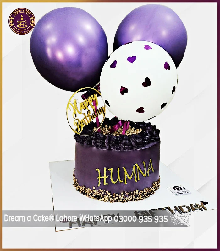 Purple Beauty Balloons Cake in Lahore