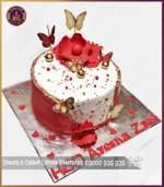 Red Anniversary Theme Cake in Lahore
