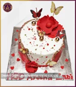 Red Anniversary Theme Cake in Lahore