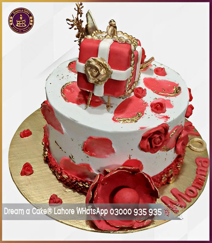 Red Color Engagement Cake in Lahore