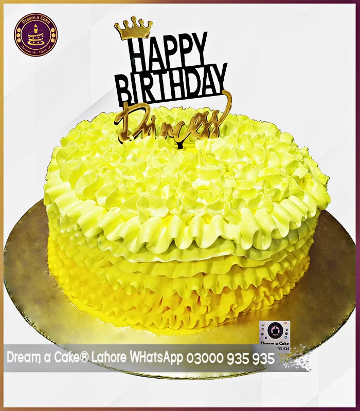 Yellow Beauty Designer Cake for Birthday Girl in Lahore