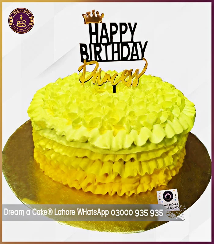 Yellow Beauty Designer Cake for Birthday Girl in Lahore