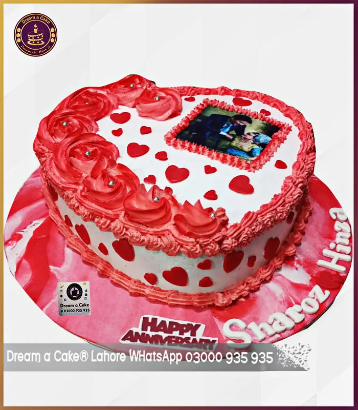 Awesome Couple Heart Shape Picture Cake in Lahore