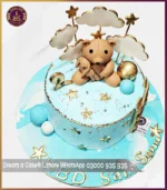 Cute Blue Theme Teddy Bear Cake in Lahore