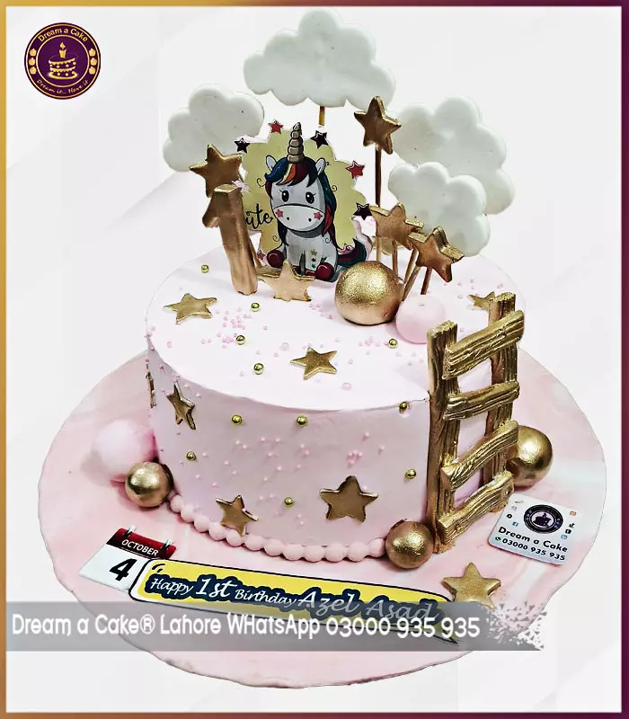 Cute Unicorn Personalized Cake in Lahore