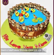 Family Love Duck Pond Wafer Stick Cake for Mother's Day in Lahore
