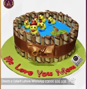 Family Love Duck Pond Wafer Stick Cake for Mother's Day in Lahore