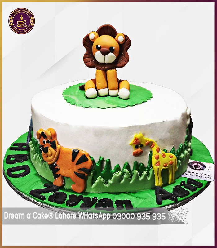 Lion Character Jungle Theme Cake in Lahore