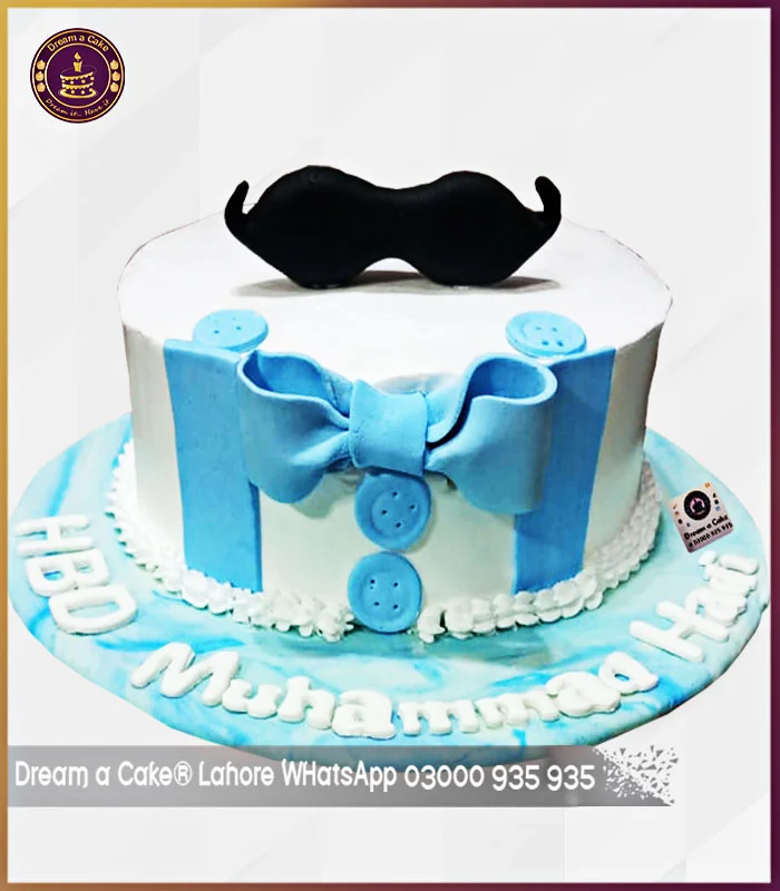 My Awesome Son Moustache Bow Tie Cake in Lahore