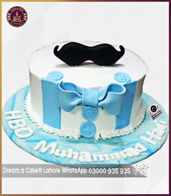 My Awesome Son Moustache Bow Tie Cake in Lahore