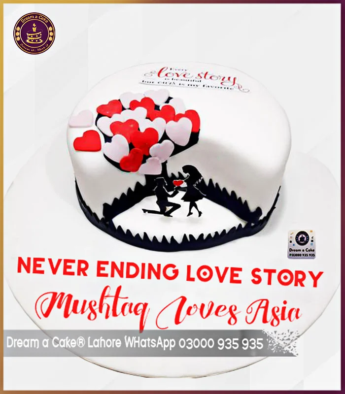 Never Ending Love Story Theme Propose Cake in Lahore