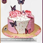 Pink Fault Line Butterflies Cake in Lahore