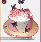 Pink Fault Line Butterflies Cake in Lahore