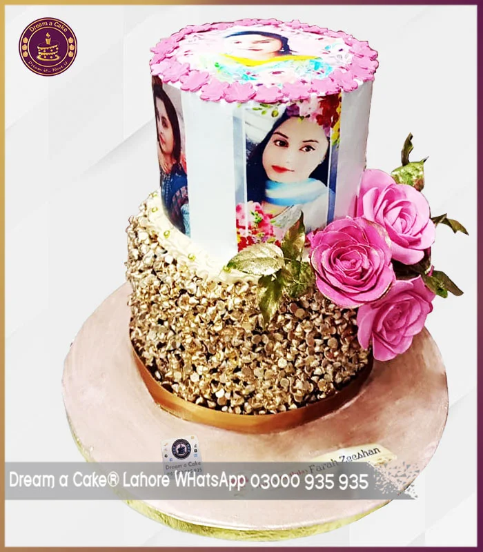 Prettiest Two Tier Floral Picture Cake in Lahore
