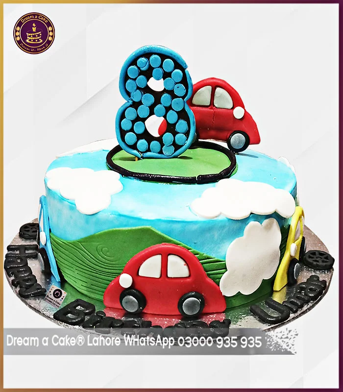 Super Car Theme Cake for 8th Birthday in Lahore