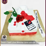 Tie and Red Rose Cake for Fiance’s Birthday in Lahore