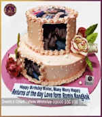 Unmatched Two Tier Floral Picture Cake in Lahore