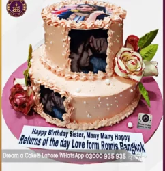 Unmatched Two Tier Floral Picture Cake in Lahore