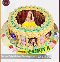 Yellow Mehndi Picture Cake in Lahore