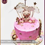 2nd Birthday Golden Ladder Teddy Bear Cake in Lahore