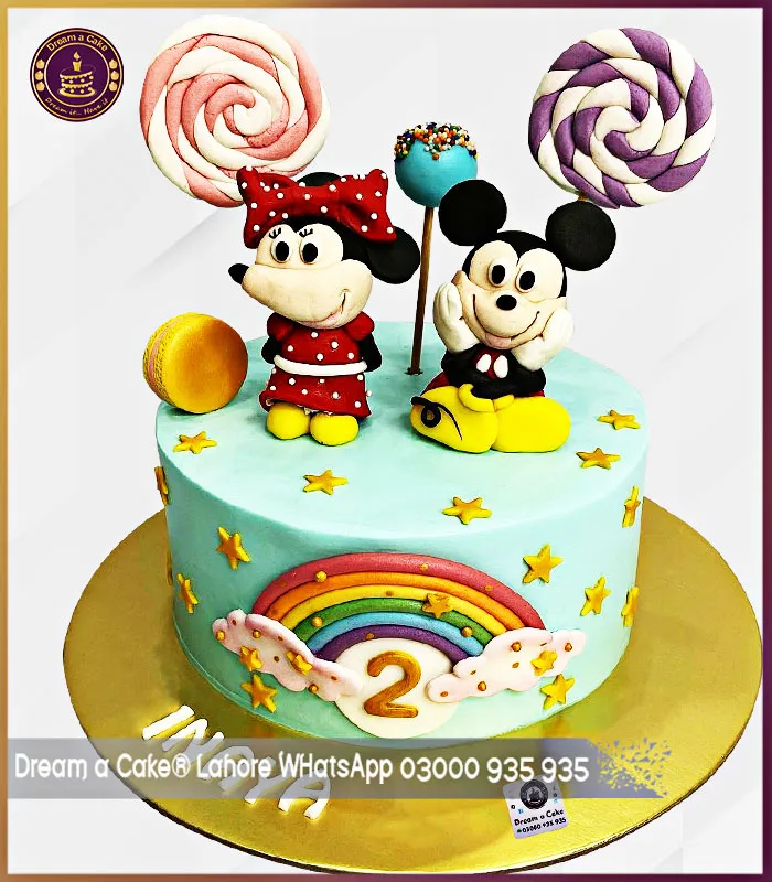 2nd Birthday Mickey Mouse and Mini Mouse Cake in Lahore