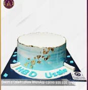 Blue Texture Gold Paper Cake in Lahore