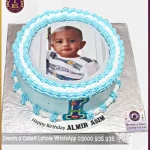 Brilliant Blue 1st Birthday Picture Cake in Lahore