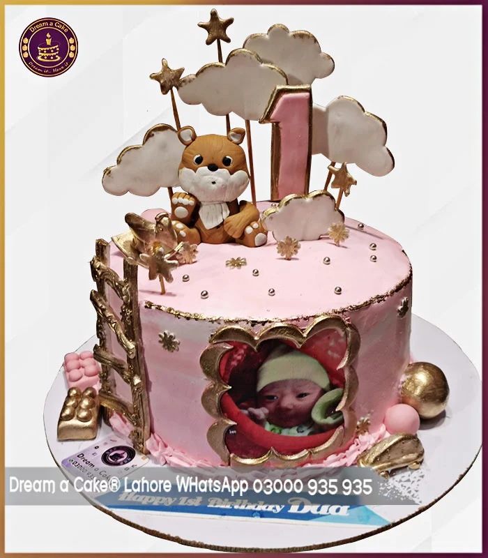 Fairy Fox 1st Birthday Designer Picture Cake in Lahore