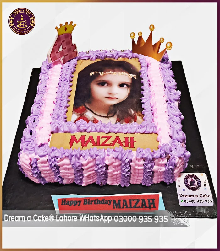 Glorious Crown Picture Cake for 4th Birthday in Lahore