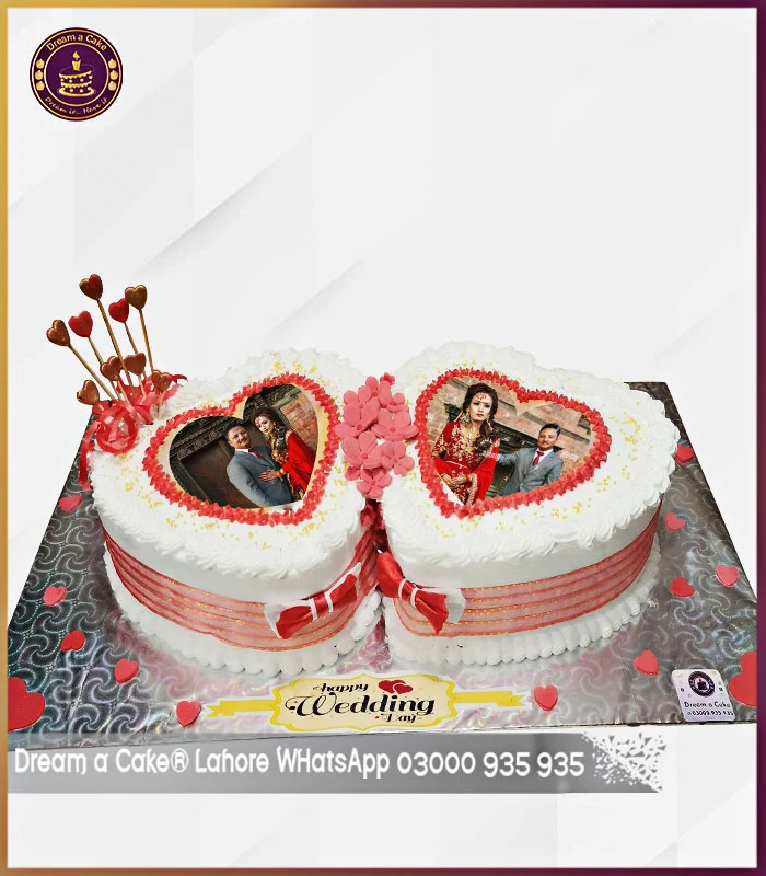 Heart to Heart Wedding Picture Cake in Lahore