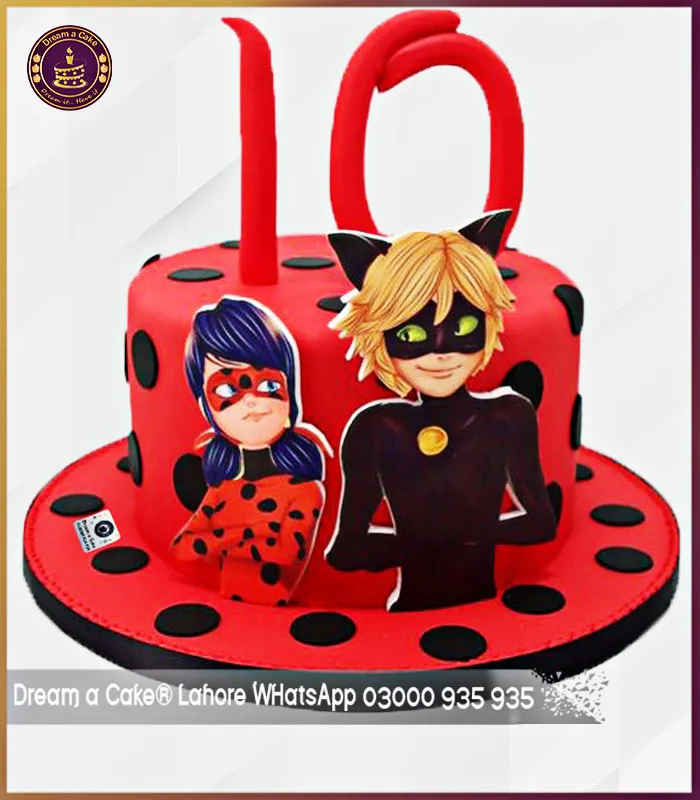 Ladybug and Cat Noir Miraculous Cake in Lahore