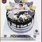 New Year Theme Purple Picture Cake in Lahore