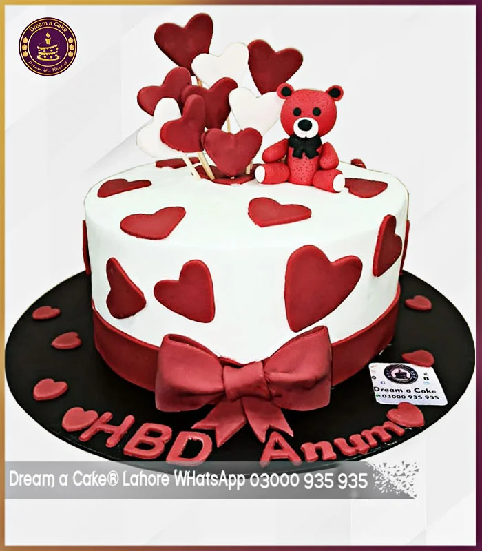 Pure Love Teddy Bear Cake for Anniversary in Lahore